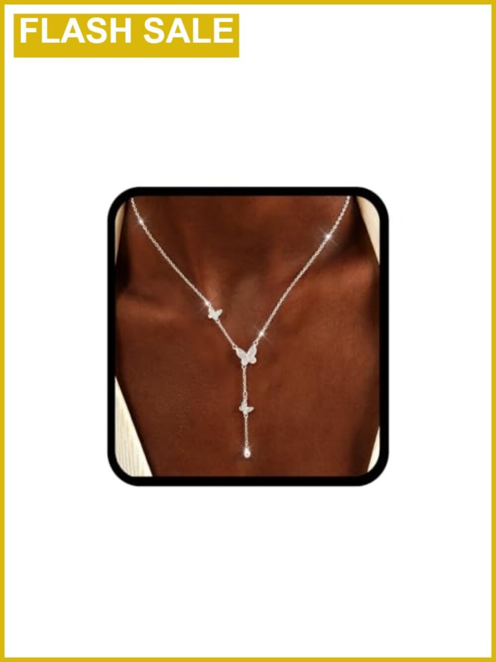 Sterling Silver Layered Y Necklace Butterfly Choker